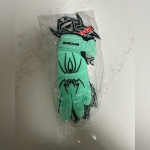 Spiderz Hybrid Youth Batting Gloves YXL Teal Black Softball Baseball